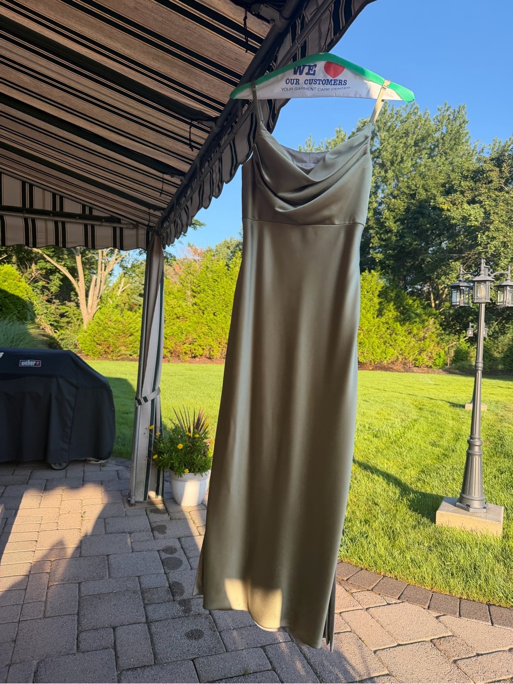 Revelry Satin Cowl Neck Maxi Dress in Olive